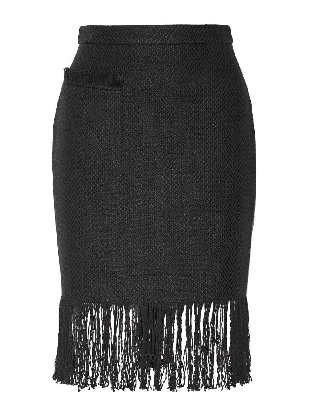 ADAM LIPPES Black Fringed Tweed Skirt Sz 2